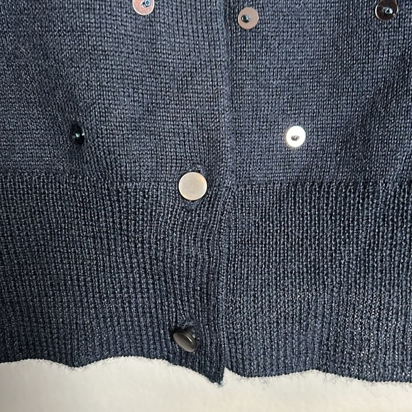 Banana Republic Navy Merino Wool Sequin Cardigan size M- like new - Picture 3 of 12